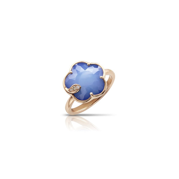 PETIT JOLI 18CT ROSE GOLD RING WITH WHITE AGATE AND LAPIS LAZULI DOUBLET AND DIAMONDS (Image 1)