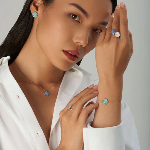 PASQUALE BRUNI PETIT JOLI 18CT ROSE GOLD TURQUOISE SEA MOON GEM & WHITE MOONSTONE DOUBLET DIAMOND BRACELET (Image 2)