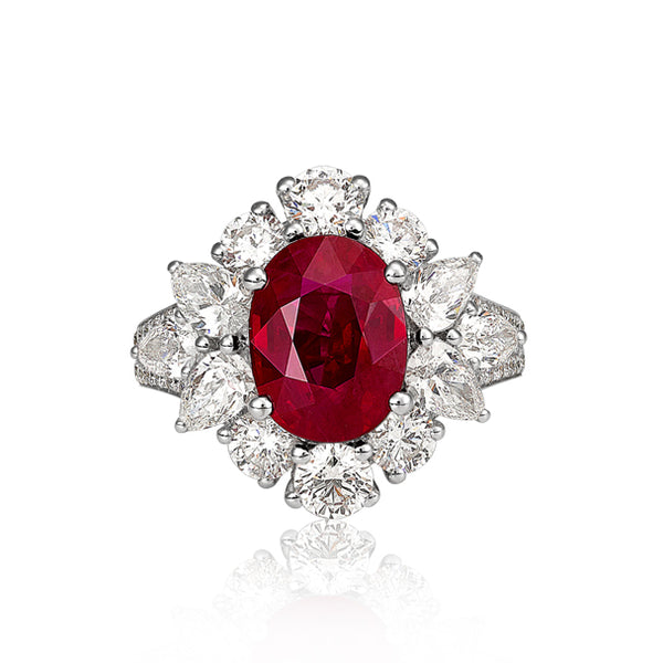 18CT WHITE GOLD 5.01CT BURMESE RUBY AND DIAMOND DRESS RING (Image 2)