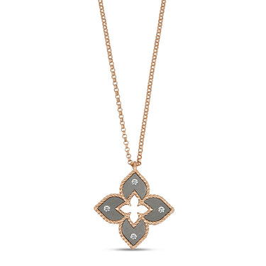 ROBERTO COIN 'VENETIAN PRINCESS' 18CT ROSE GOLD & TITANIUM DIAMOND NECKLACE