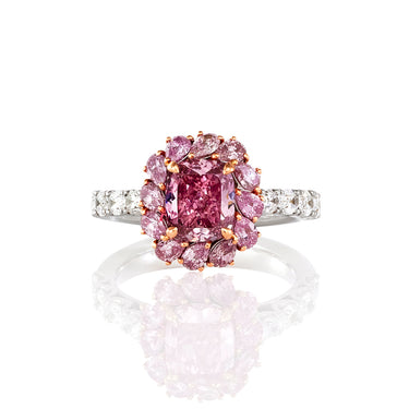 'VIVACITY' 1.39CT FANCY VIVID PURPLISH PINK CUSHION CUT ARGYLE PINK DIAMOND RING