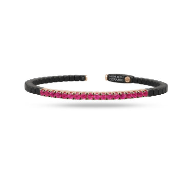 DEMEGLIO 'DADO' 18CT ROSE GOLD AND MATTE BLACK CERAMIC RUBY CUFF BRACELET