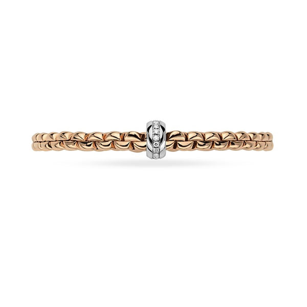 FOPE" EKA" 18CT ROSE & WHITE GOLD PAVE DIAMOND FLEXÍT BRACELET MEDIUM SIZE (Image 2)