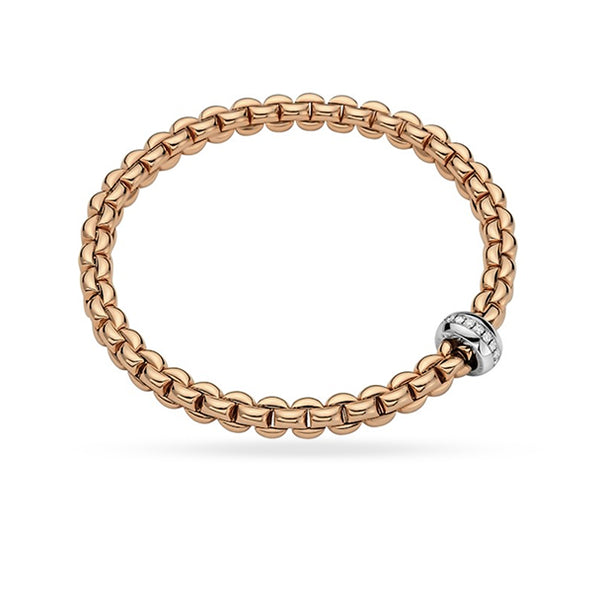 FOPE" EKA" 18CT ROSE & WHITE GOLD PAVE DIAMOND FLEXÍT BRACELET MEDIUM SIZE (Image 1)