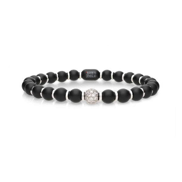 DEMEGLIO 'SFERA' 18CT WHITE GOLD WHITE DIAMOND SPHERE AND MATTE BLACK CERAMIC BRACELET (Image 1)