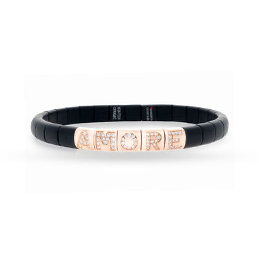 DEMEGLIO PURA 'AMORE' 18CT ROSE GOLD AND ROUND BRILLIANT CUT DIAMOND STRETCH BRACELET