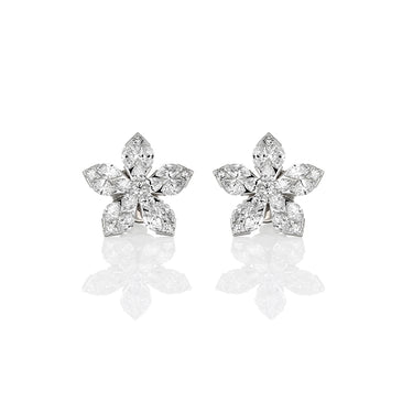 18CT WHITE GOLD DIAMOND FLOWER EARRINGS