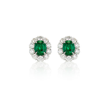 PLATINUM COLOMBIAN EMERALD & DIAMOND EARRINGS