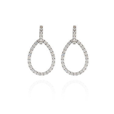 NEW ITALIAN ART 18CT WHITE GOLD DIAMOND DROP EARRINGS