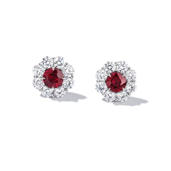 BAYCO PLATINUM MOZAMBIQUE RUBY & DIAMOND EARRINGS (Image 1)