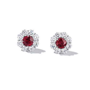 BAYCO PLATINUM MOZAMBIQUE RUBY & DIAMOND EARRINGS