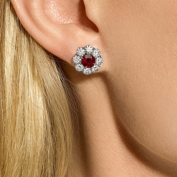 BAYCO PLATINUM MOZAMBIQUE RUBY & DIAMOND EARRINGS (Image 4)
