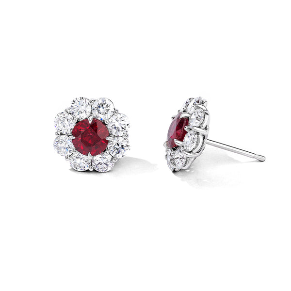 BAYCO PLATINUM MOZAMBIQUE RUBY & DIAMOND EARRINGS (Image 3)