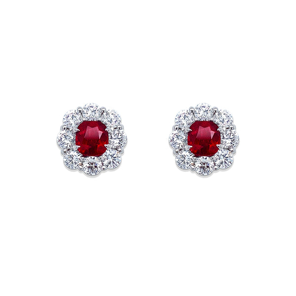 BAYCO PLATINUM RUBY & DIAMOND EARRINGS (Image 1)