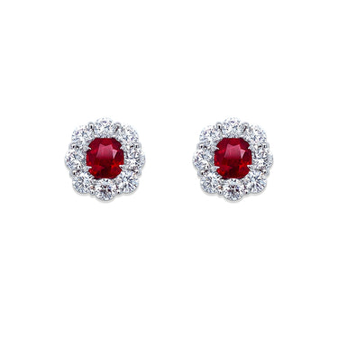 BAYCO PLATINUM RUBY & DIAMOND EARRINGS