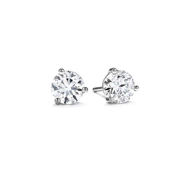 HEARTS ON FIRE THREE PRONG 18CT WHITE GOLD DIAMOND STUD EARRINGS (Image 1)