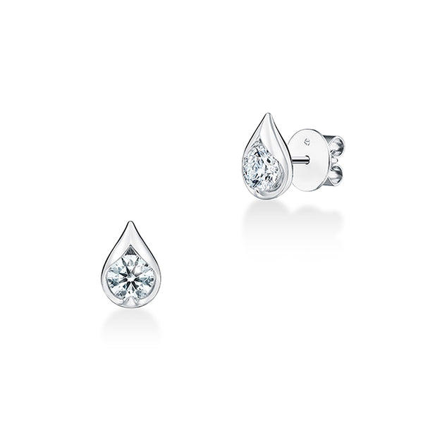 HEARTS ON FIRE 'LU' 18CT WHITE GOLD DIAMOND DROPLET STUD EARRINGS (Image 1)