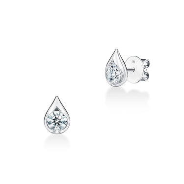 HEARTS ON FIRE 'LU' 18CT WHITE GOLD DIAMOND DROPLET STUD EARRINGS