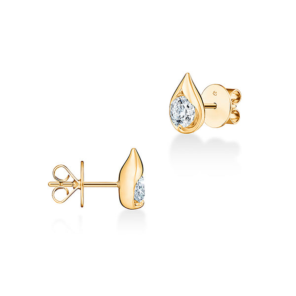 HEARTS ON FIRE 'LU' 18CT YELLOW GOLD DIAMOND DROPLET STUD EARRINGS (Image 3)