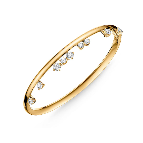 HEARTS ON FIRE 'BARRE' 18CT YELLOW GOLD FLOATING DIAMOND BANGLE (Image 3)