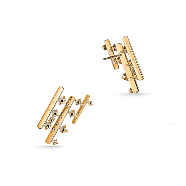 HEARTS ON FIRE 'BARRE' 18CT YELLOW GOLD MULTI-ROW CLIMBER DIAMOND EARRINGS (Image 3)