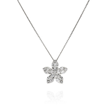 18CT WHITE GOLD DIAMOND FLOWER NECKLACE