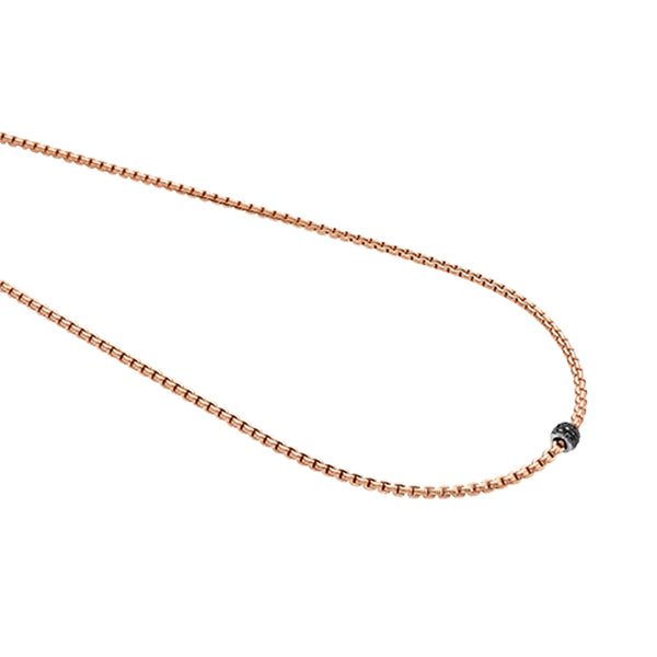 FOPE "EKA" 18CT ROSE GOLD NECKLACE AND WHITE GOLD PAVE BLACK DIAMOND RHONDEL 50CM (Image 2)
