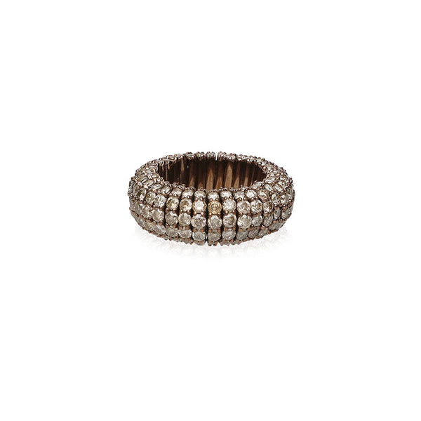 DEMEGLIO 'GIOTTO' 18CT ROSE GOLD CHAMPAGNE DIAMOND STRETCH RING (Image 1)