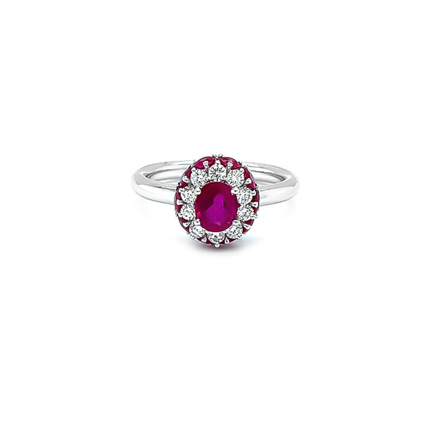NEW ITALIAN ART 18CT WHITE GOLD RUBY AND DIAMOND RING (Image 2)