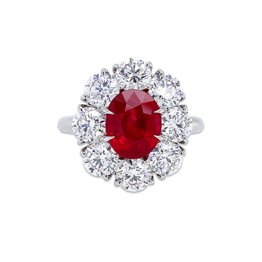 BAYCO PLATINUM 3.05CT BURMESE RUBY & DIAMOND RING