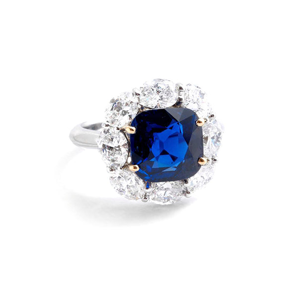 BAYCO PLATINUM & 18CT YELLOW GOLD 5.73ct BURMESE SAPPHIRE & DIAMOND RING (Image 1)