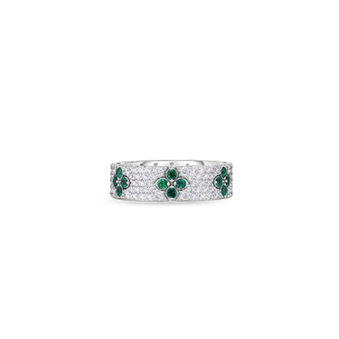 ROBERTO COIN LOVE IN VERONA DIAMOND AND EMERALD 18CT WHITE GOLD RING