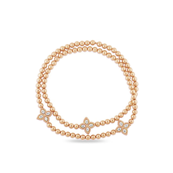 ROBERTO COIN PRINCESS FLOWER 18CT ROSE & WHITE GOLD DIAMOND BRACELET (Image 1)
