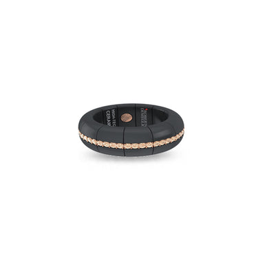 DEMEGLIO PURA ROSE GOLD AND BROWN DIAMOND, MATTE BLACK CERAMIC RING