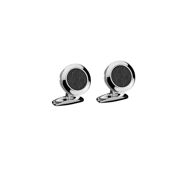 CHOPARD 'L.U.C.' MATTE BLACK PVD RUCHE DECOR PALLADIUM FINISH CUFFLINKS (Image 1)