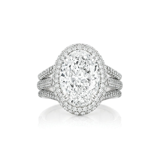 PLATINUM 5.02CT OVAL CUT PAVE HALO DESIGN DIAMOND RING (Image 2)