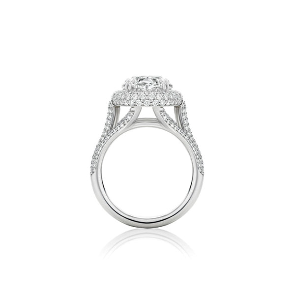 PLATINUM 5.02CT OVAL CUT PAVE HALO DESIGN DIAMOND RING (Image 4)