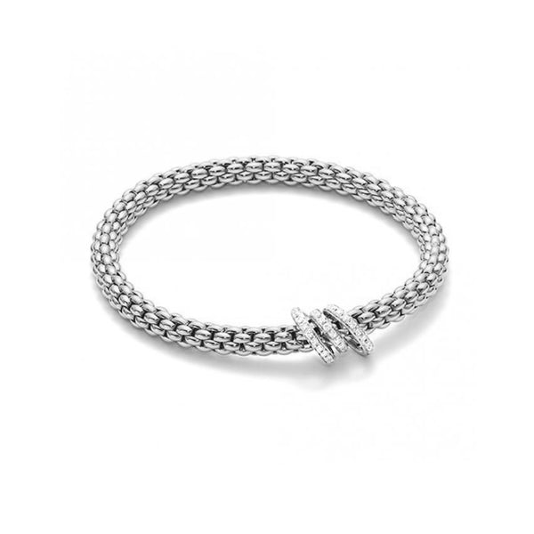 FOPE FLEX’IT SOLO PAVÉ DIAMOND BRACELET IN WHITE GOLD (Image 1)