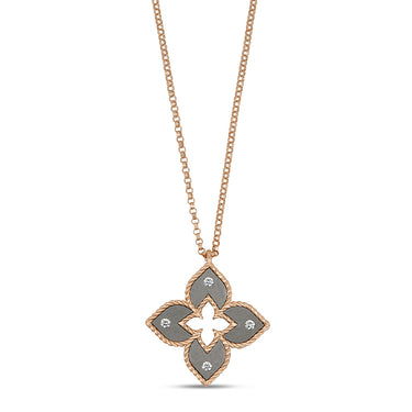ROBERTO COIN 'VENETIAN PRINCESS' 18CT ROSE GOLD & TITANIUM DIAMOND NECKLACE