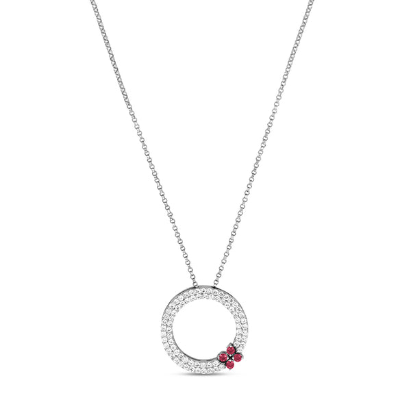 ROBERTO COIN 'LOVE IN VERONA' 18CT WHITE GOLD RUBY & DIAMOND NECKLACE (Image 1)