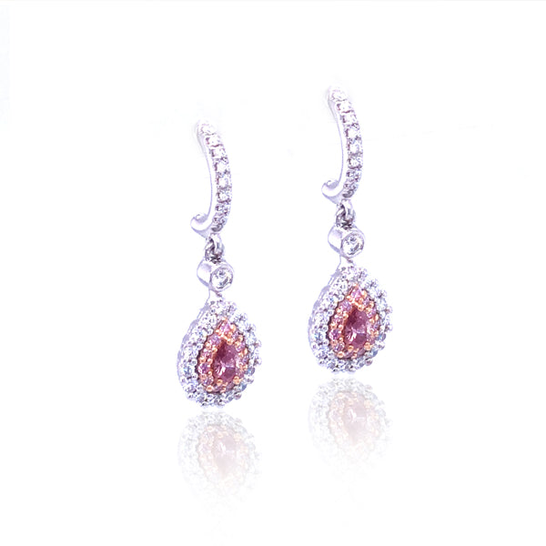 ARGYLE PINK DIAMOND PEAR SHAPE DROP EARRINGS