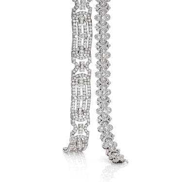 18CT WHITE GOLD ART DECO STYLE DIAMOND SET BRACELET