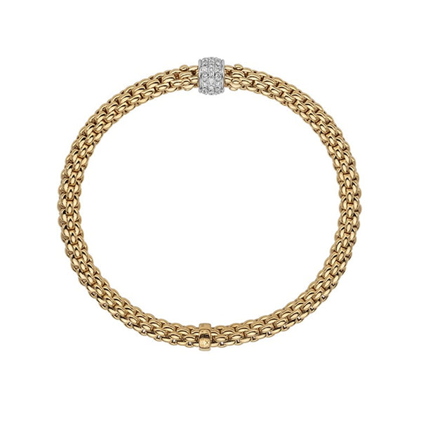 FOPE 'SOLO' 18CT YELLOW GOLD AND 18CT WHITE GOLD PAVE DIAMOND RONDELLE BRACELET (Image 3)