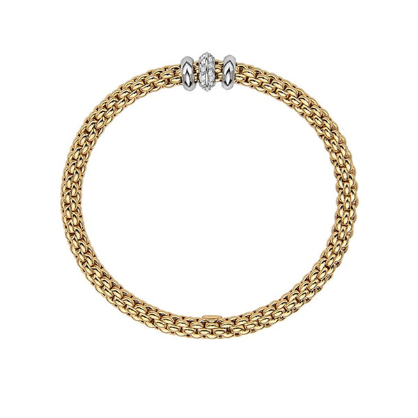 FOPE 'FLEX'IT SOLO' 18CT YELLOW GOLD AND 18CT WHITE GOLD PAVE DIAMOND BRACELET (Image 3)