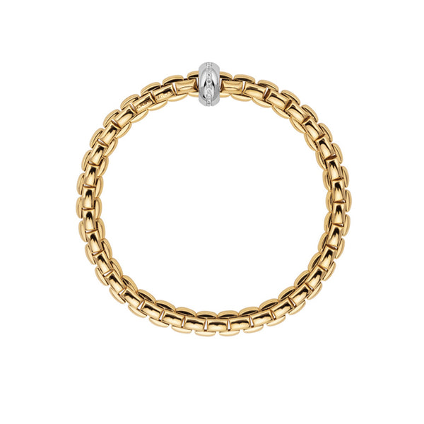 FOPE 'EKA' 18CT YELLOW GOLD AND 18CT WHITE GOLD DIAMOND SET RHONDEL FLEXIBLE BRACELET (Image 2)
