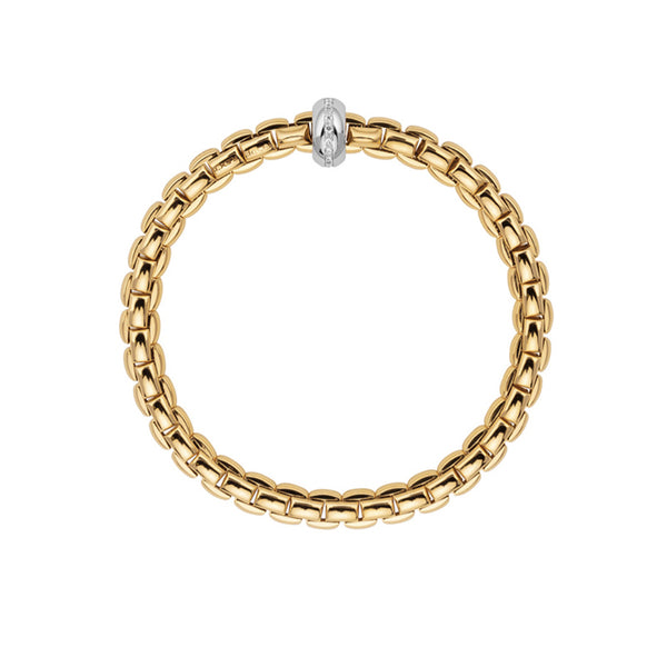 FOPE 'EKA' 18CT YELLOW GOLD AND 18CT WHITE GOLD DIAMOND SET RHONDEL FLEXIBLE BRACELET (Image 2)