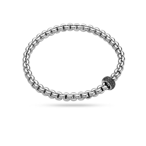 FOPE 'EKA' 18CT WHITE GOLD PAVE BLACK DIAMOND RHONDEL BRACELET (Image 1)