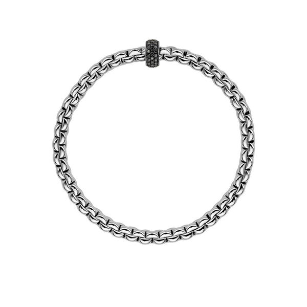 FOPE 'EKA' 18CT WHITE GOLD PAVE BLACK DIAMOND RHONDEL BRACELET (Image 2)