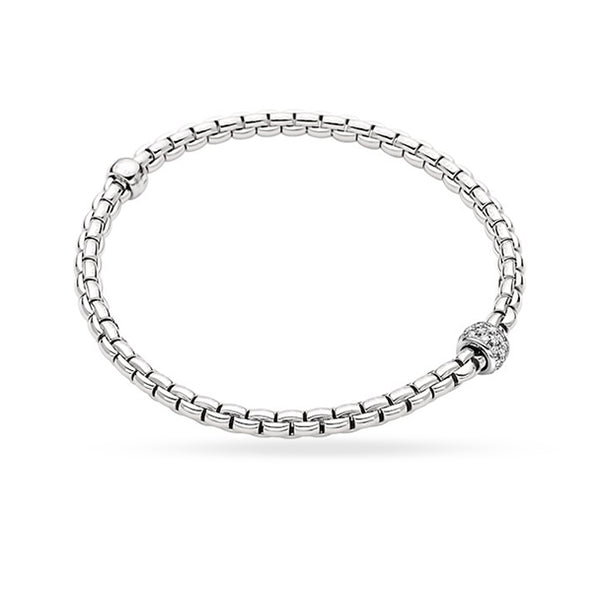 FOPE 'EKA' 18CT WHITE GOLD DIAMOND PAVE SET RONDELLE BRACELET (Image 1)