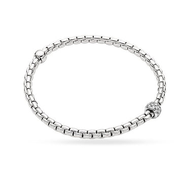 FOPE 'EKA' 18CT WHITE GOLD DIAMOND PAVE SET RONDELLE BRACELET